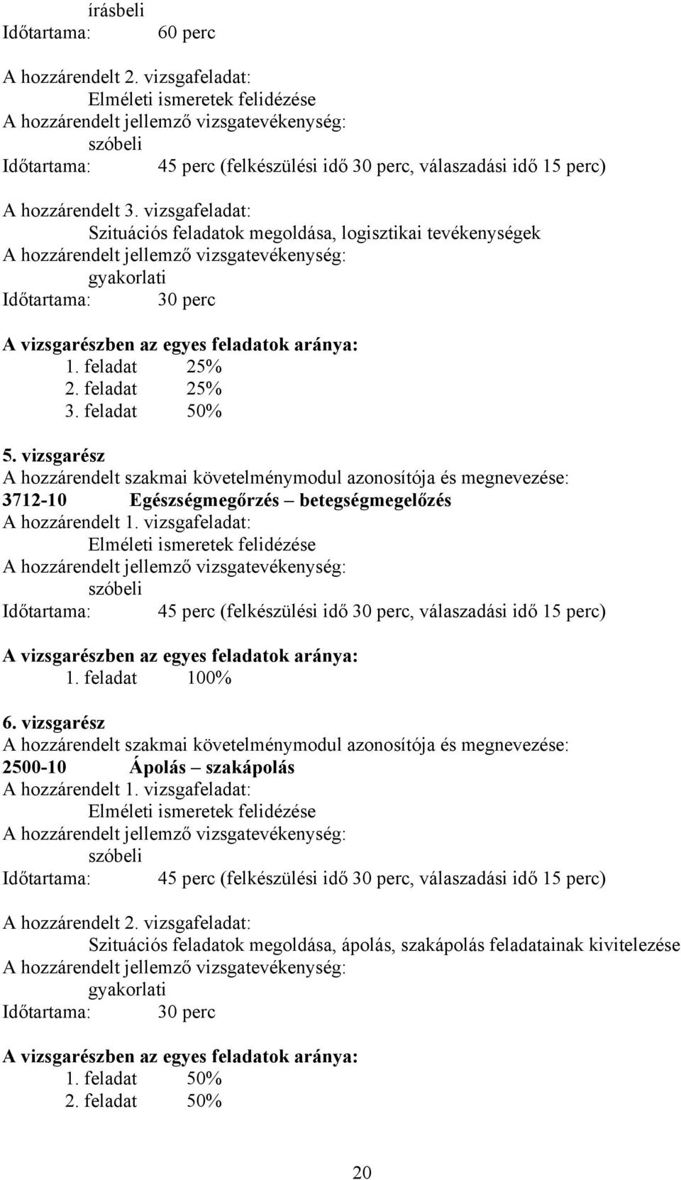 vizsgafeladat: Szituációs feladatok megoldása, logisztikai tevékenységek hozzárendelt jellemző vizsgatevékenység: gyakorlati Időtartama: 30 perc vizsgarészben az egyes feladatok aránya: 1.