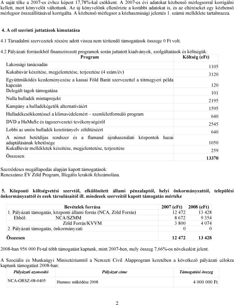 4. A cél szerinti juttatások kimutatása 4.