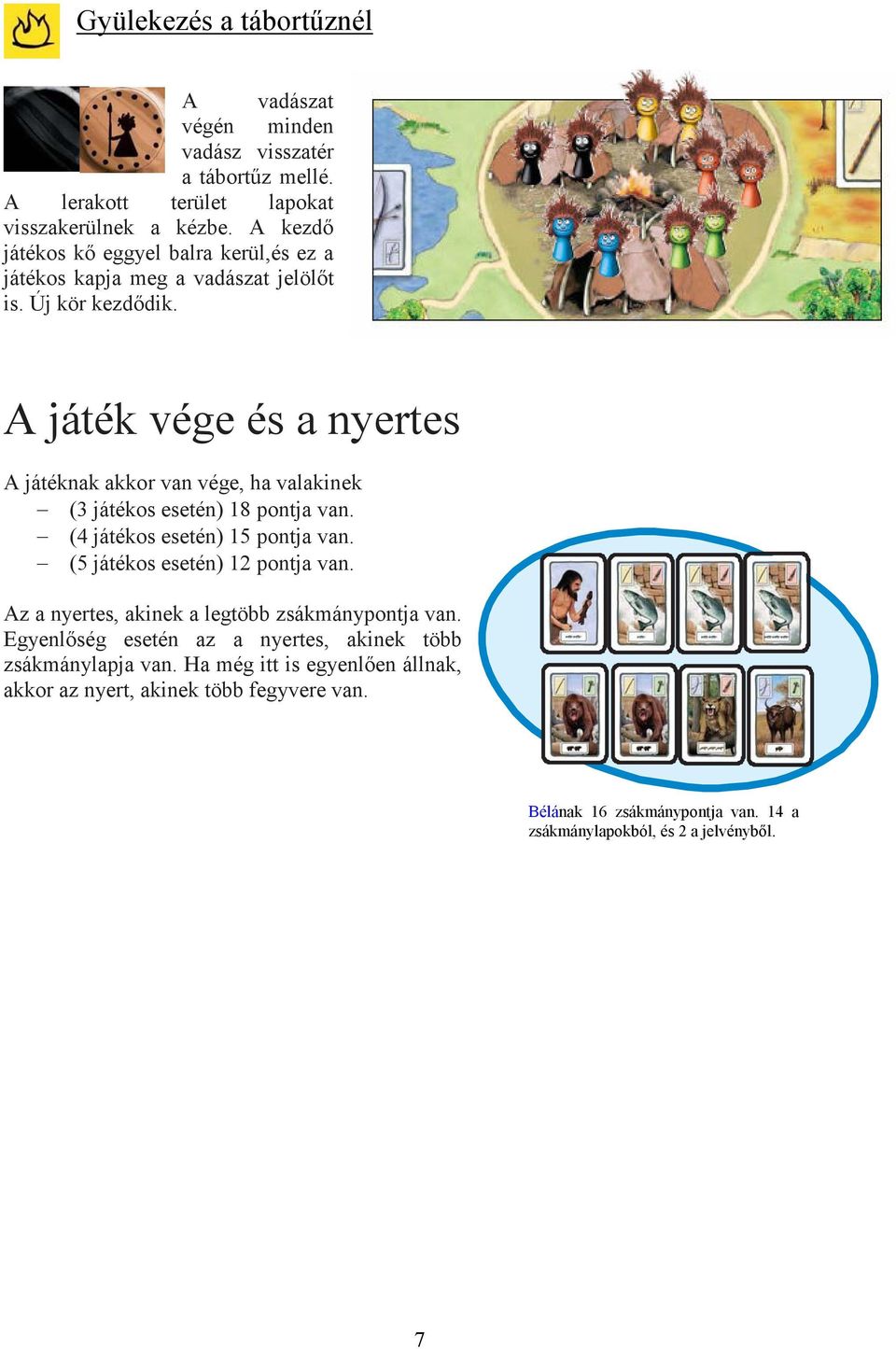 A játék vége és a nyertes A játéknak akkor van vége, ha valakinek (3 játékos esetén) 18 pontja van. (4 játékos esetén) 15 pontja van. (5 játékos esetén) 12 pontja van.