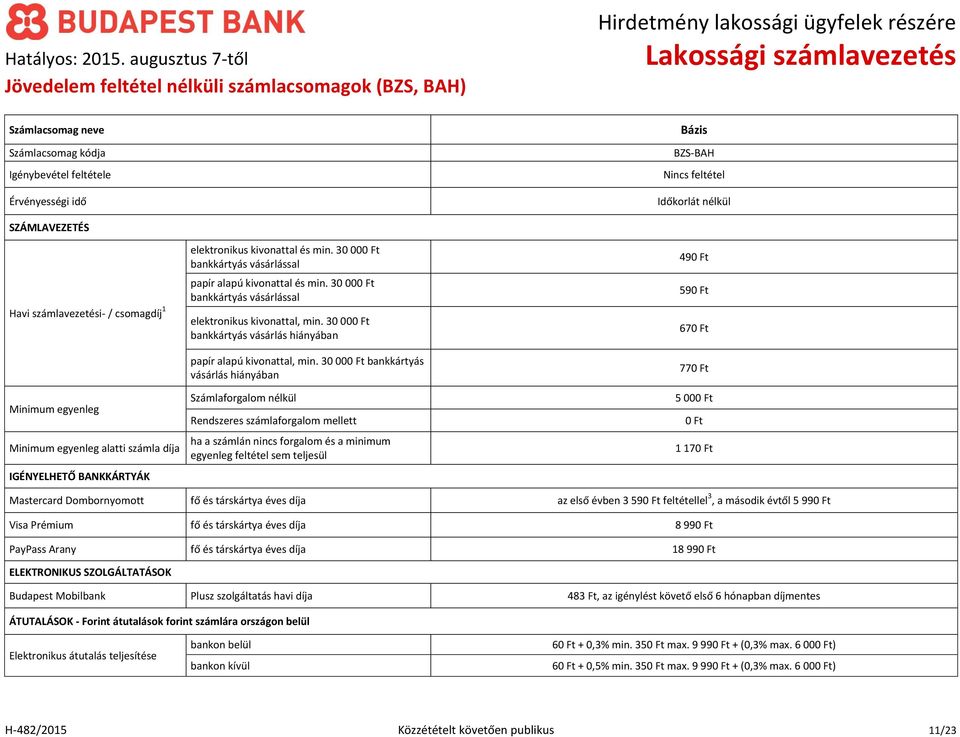 30 00 bankkártyás vásárlással elektronikus kivonattal, min. 30 00 bankkártyás vásárlás hiányában papír alapú kivonattal, min.