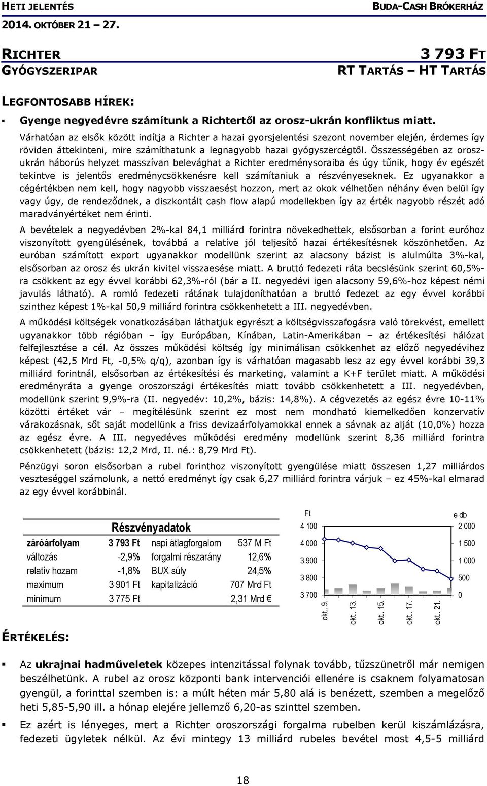 Összességében az oroszukrán háborús helyzet masszívan belevághat a Richter eredménysoraiba és úgy tűnik, hogy év egészét tekintve is jelentős eredménycsökkenésre kell számítaniuk a részvényeseknek.