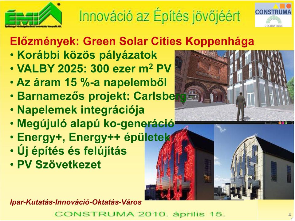 Carlsberg Napelemek integrációja Megújuló alapú ko-generáció Energy+,