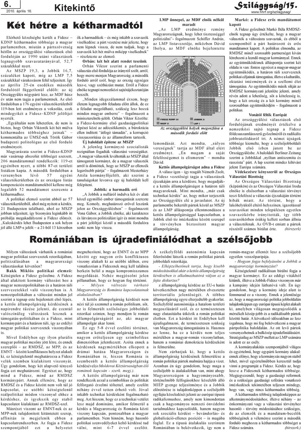 fordulóján az 1990 utáni választások legnagyobb szavazatarányával, 52,7 százalékkal nyert. Az MSZP 19,3, a Jobbik 16,7, százalékot kapott, míg az LMP 7,5 százalékkal várakozáson felül teljesített.