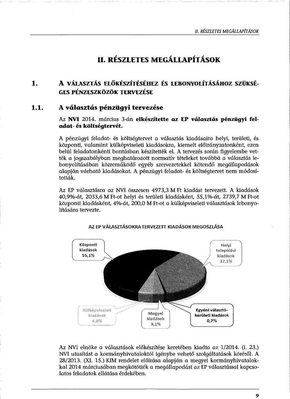 A pénzügyi feladat- és költségtervet a választás kiadásaira helyi, területi, és központi, valamint külképviseleti kiadásokra, kiemelt előirányzatonként, ezen belül feladatonkénti bontásban