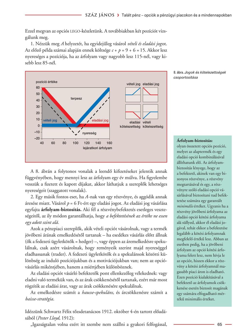 Akkor lesz nyereséges a pozíciója, ha az árfolyam vagy nagyobb lesz 5-nél, vagy kisebb lesz 85-nél.