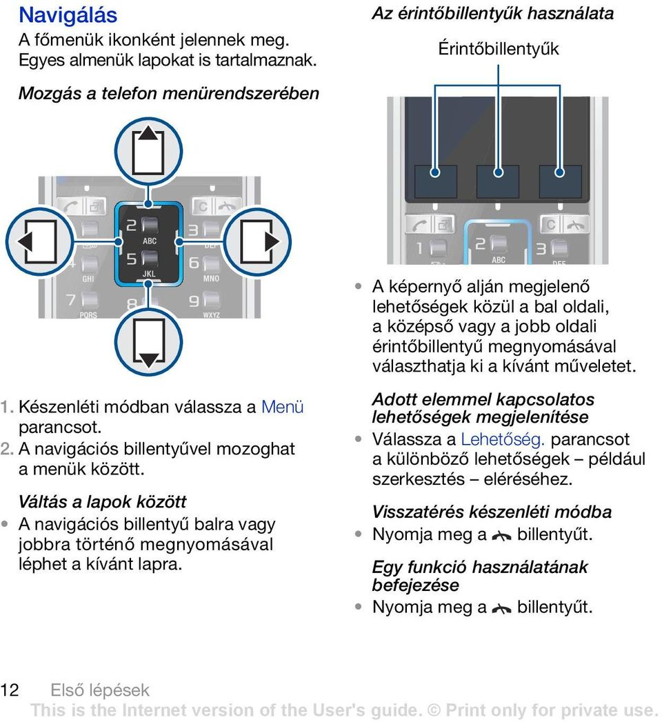 megnyomásával választhatja ki a kívánt műveletet. 2. A navigációs billentyűvel mozoghat a menük között.