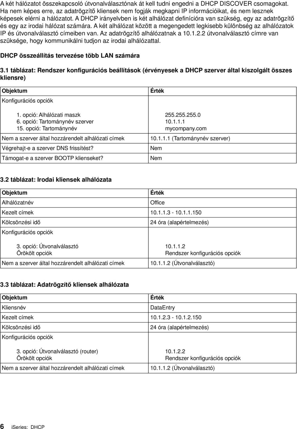 A DHCP irányelvben is két alhálózat definícióra van szükség, egy az adatrögzítő és egy az irodai hálózat számára.