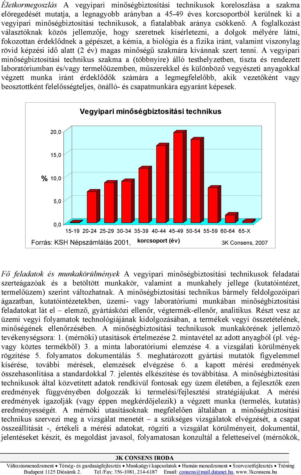 A foglalkozást választóknak közös jellemzője, hogy szeretnek kísérletezni, a dolgok mélyére látni, fokozottan érdeklődnek a gépészet, a kémia, a biológia és a fizika iránt, valamint viszonylag rövid