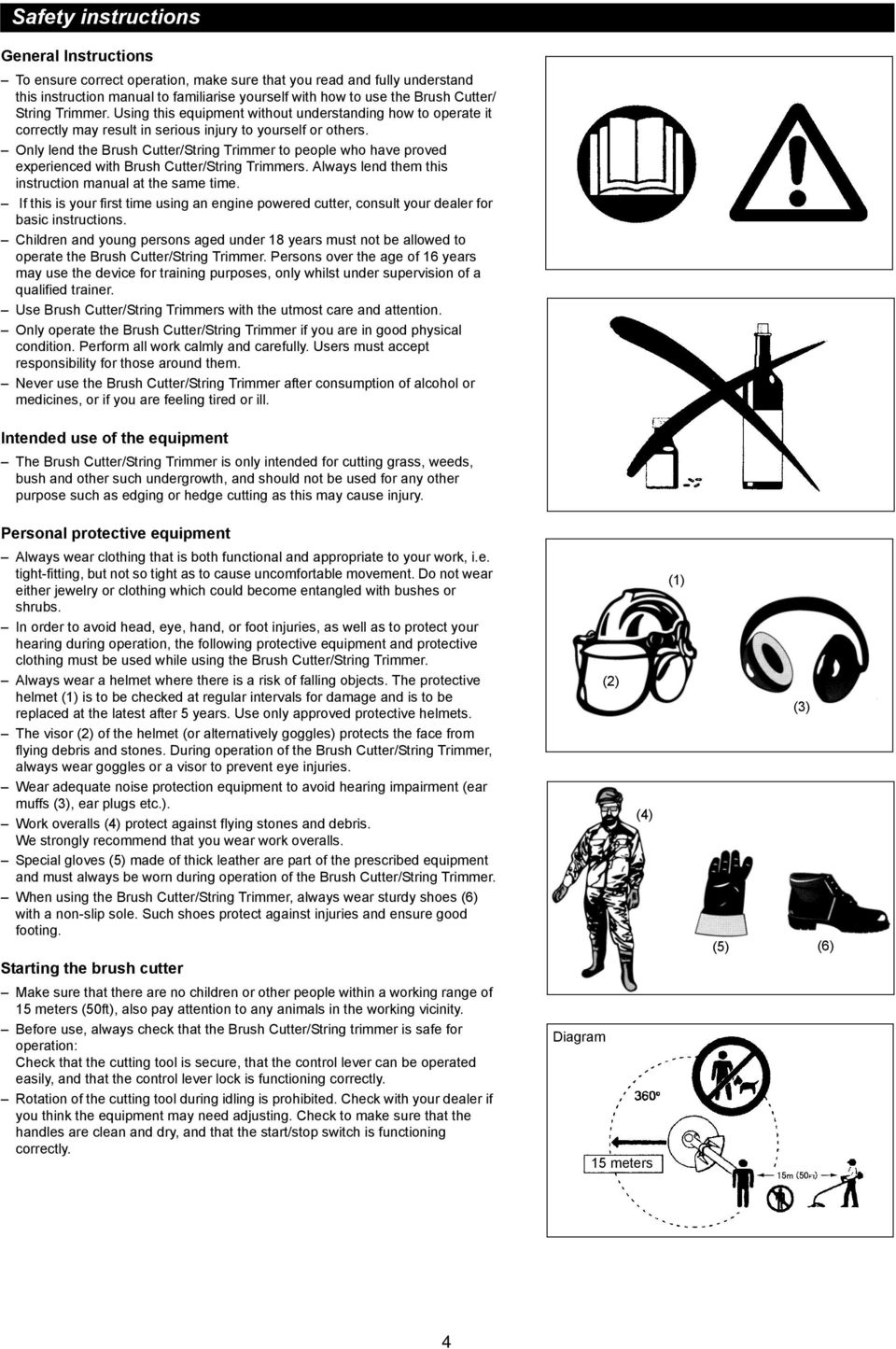 Only lend the Brush Cutter/String Trimmer to people who have proved experienced with Brush Cutter/String Trimmers. Always lend them this instruction manual at the same time.