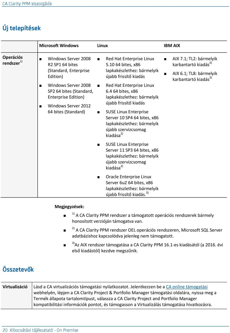 4 64 bites, x86 lapkakészlethez: bármelyik újabb frissítő kiadás SUSE Linux Enterprise Server 10 SP4 64 bites, x86 lapkakészlethez: bármelyik újabb szervizcsomag kiadása 2) AIX 7.