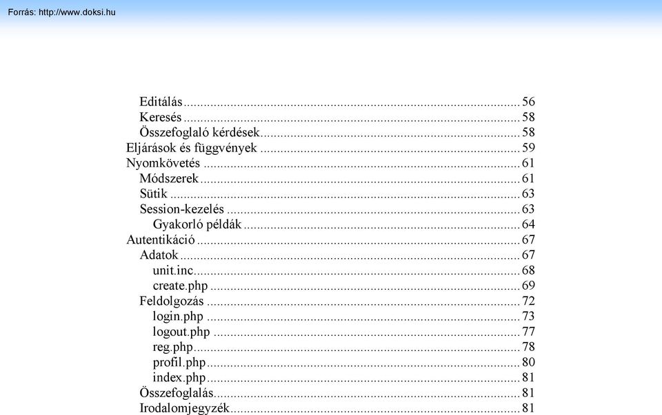 .. 64 Autentikáció... 67 Adatok... 67 unit.inc... 68 create.php... 69 Feldolgozás... 72 login.