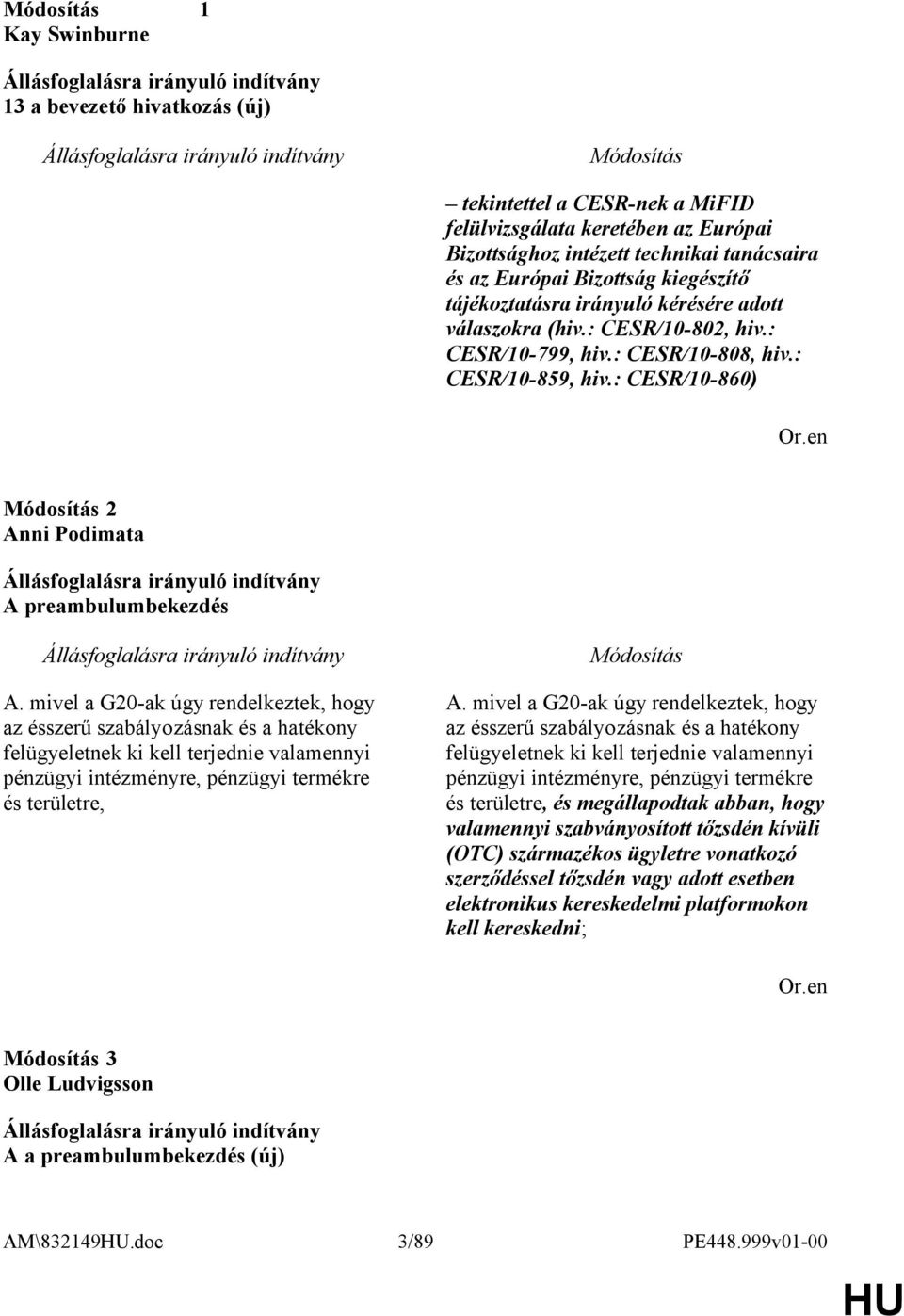 mivel a G20-ak úgy rendelkeztek, hogy az ésszerű szabályozásnak és a hatékony felügyeletnek ki kell terjednie valamennyi pénzügyi intézményre, pénzügyi termékre és területre, A.