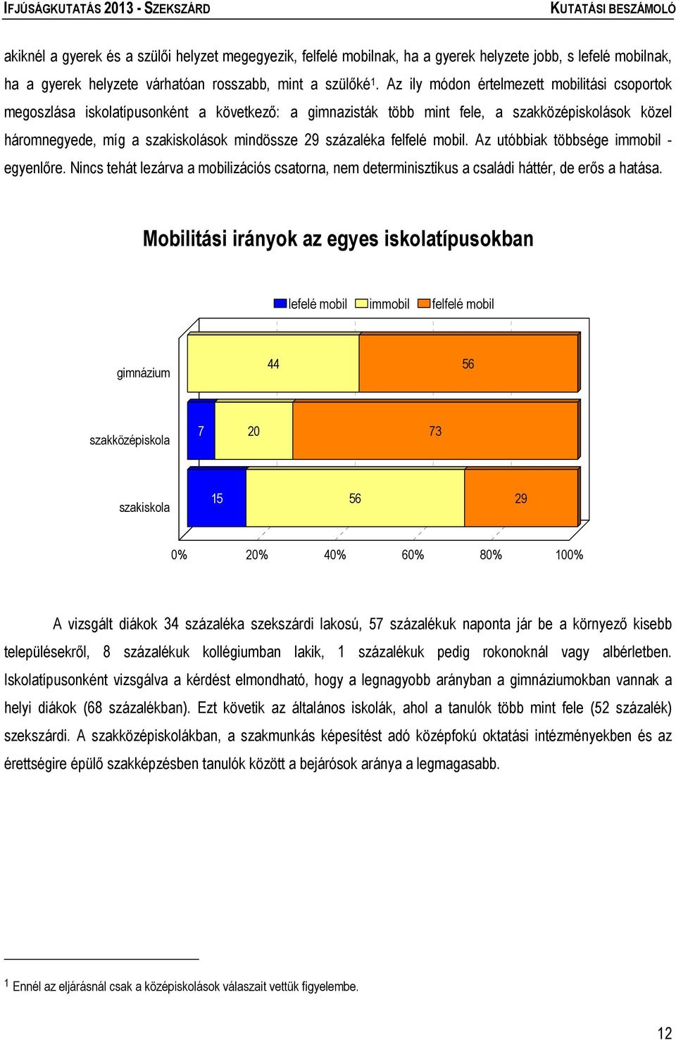 százaléka felfelé mobil. Az utóbbiak többsége immobil - egyenlőre. Nincs tehát lezárva a mobilizációs csatorna, nem determinisztikus a családi háttér, de erős a hatása.