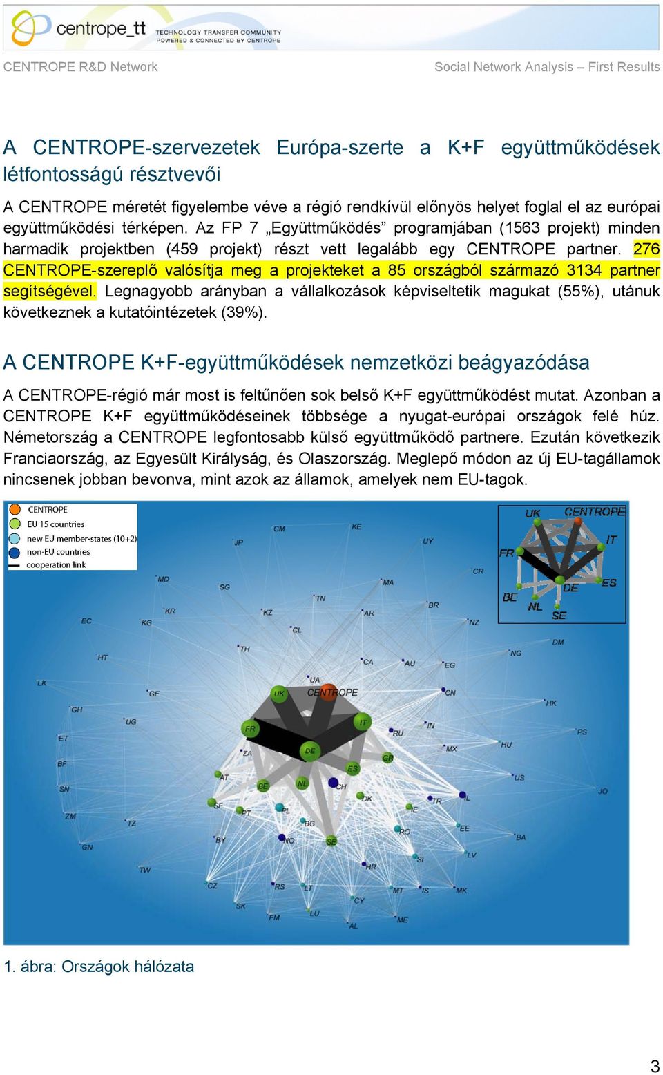 276 CENTROPE-szereplő valósítja meg a projekteket a 85 országból származó 3134 partner segítségével.