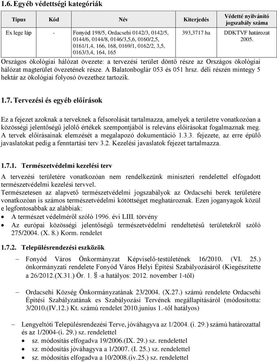 Országos ökológiai hálózat övezete: a tervezési terület döntő része az Országos ökológiai hálózat magterület övezetének része. A Balatonboglár 053 és 051 hrsz.