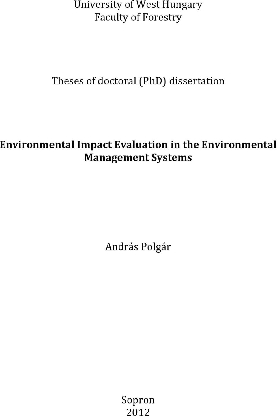 dissertation Environmental Impact Evaluation