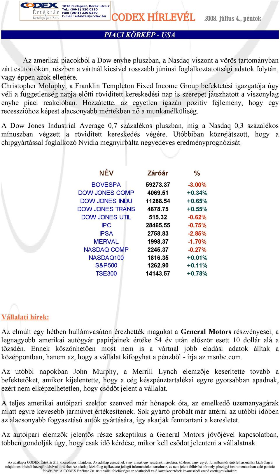 Christopher Moluphy, a Franklin Templeton Fixed Income Group befektetési igazgatója úgy véli a függetlenség napja előtti rövidített kereskedési nap is szerepet játszhatott a viszonylag enyhe piaci