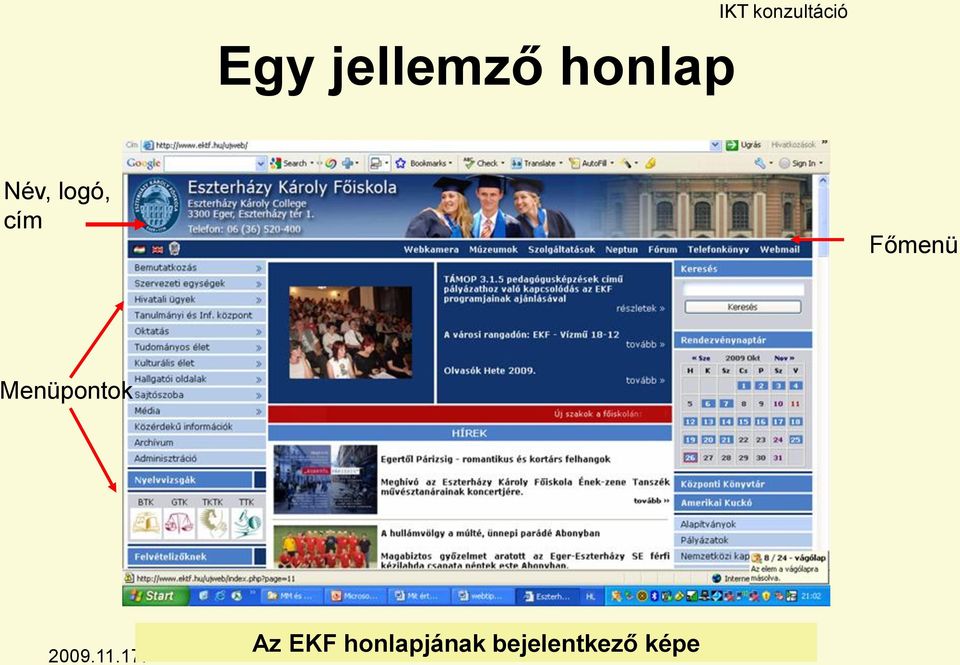 Főmenü Menüpontok Az EKF