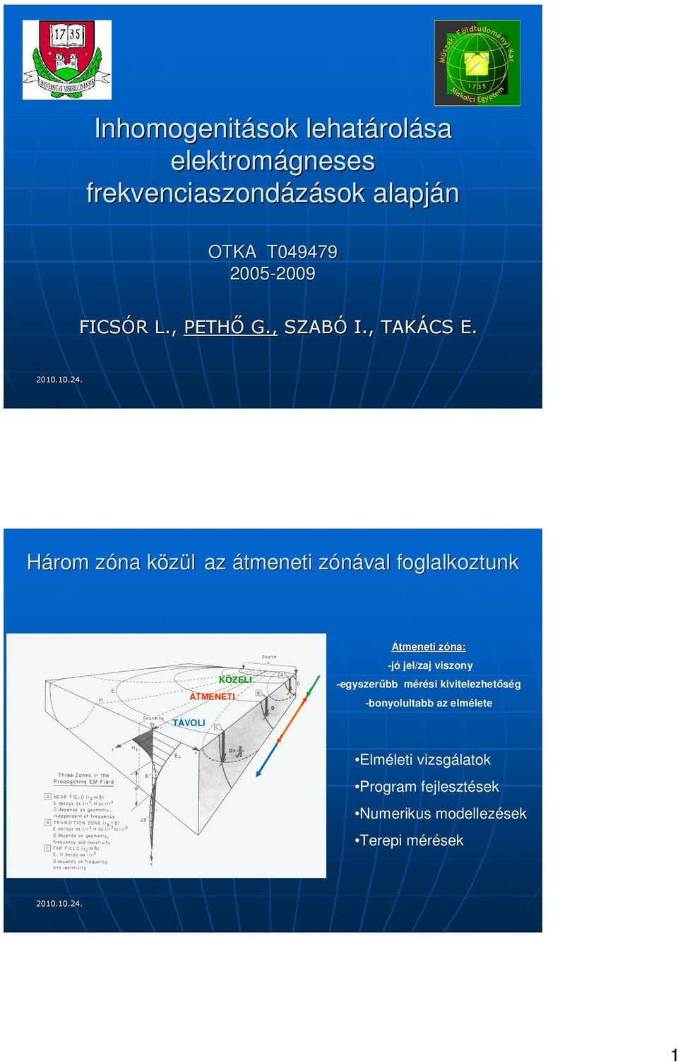 Háro zóna közül az áteneti zónával oglalkoztunk ÁTMENETI KÖZELI Áteneti zóna: jó jel/zaj viszony egyszerűbb