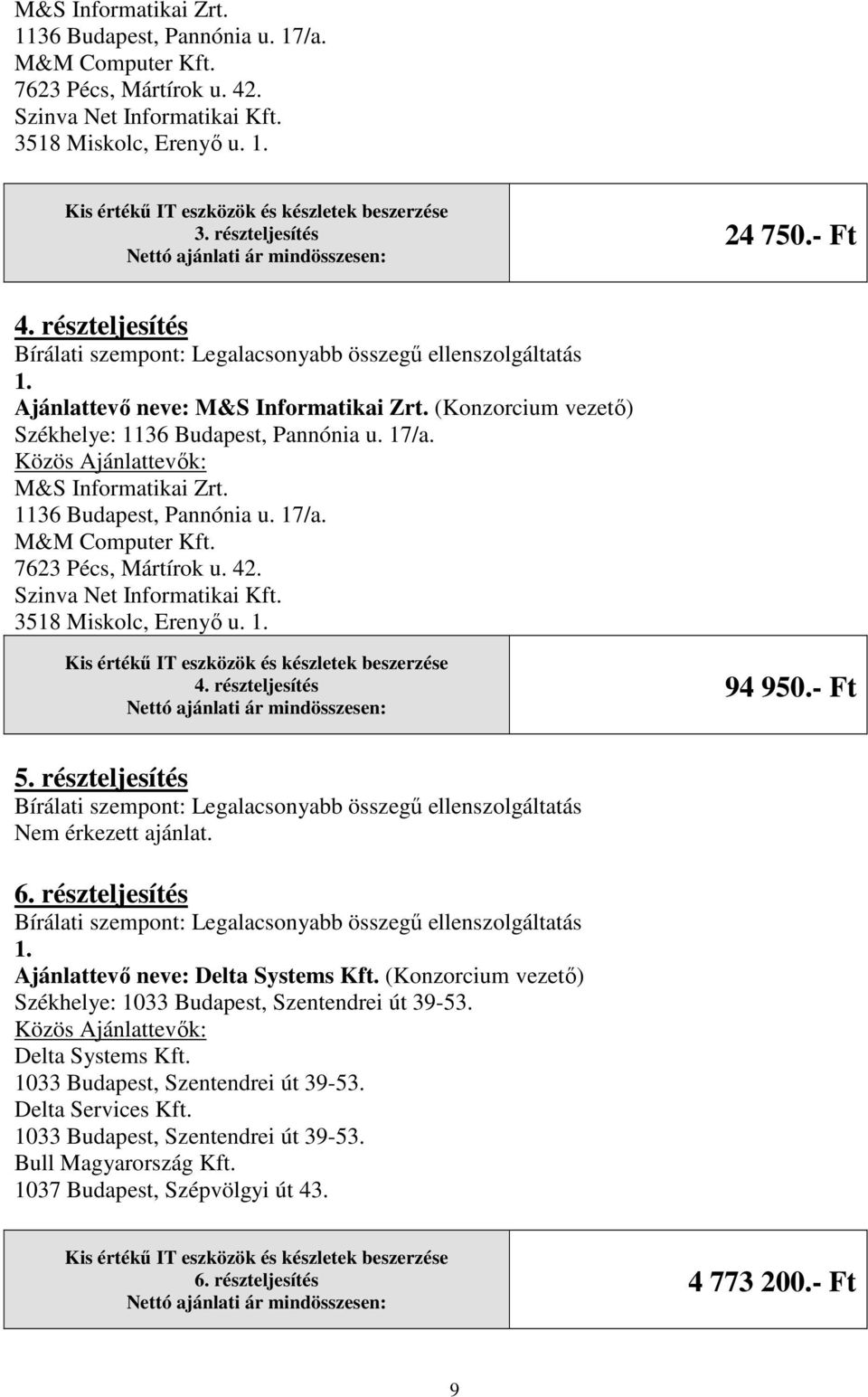 (Konzorcium vezető) Székhelye: 1033 Budapest, Szentendrei út 39-53. Delta Systems Kft.