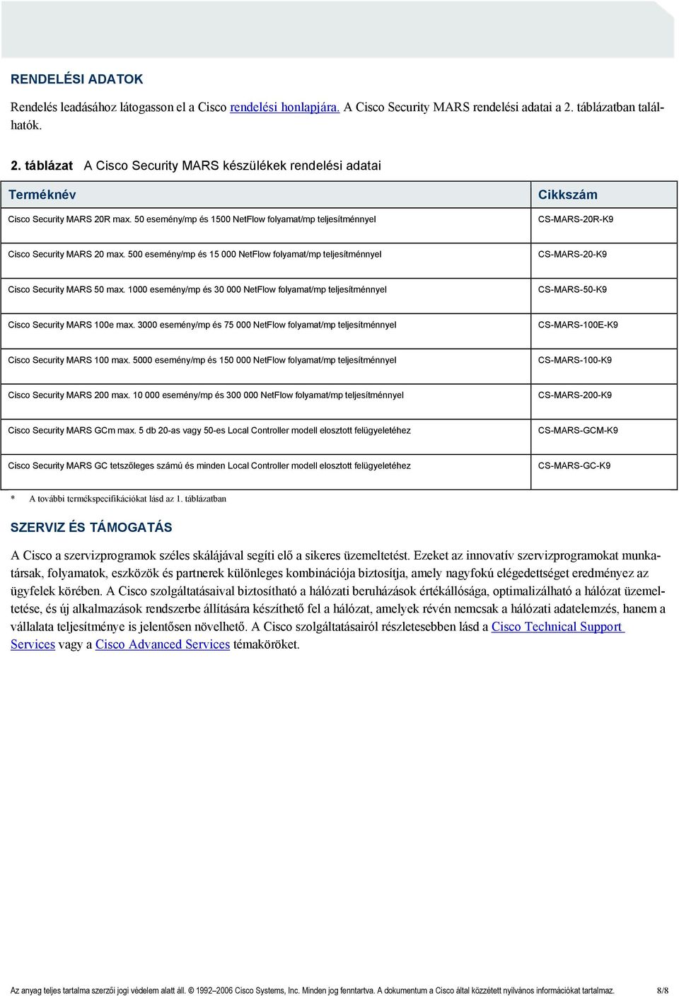 50 esemény/mp és 1500 NetFlow folyamat/mp teljesítménnyel Cikkszám CS-MARS-20R-K9 Cisco Security MARS 20 max.