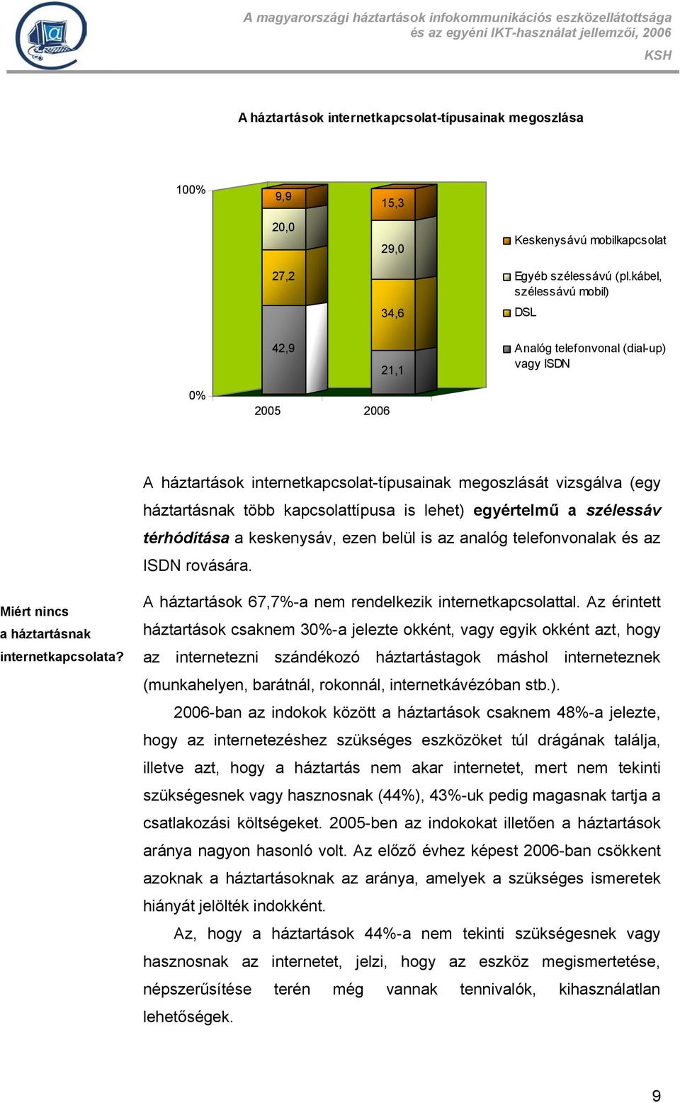 lehet) egyértelmű a szélessáv térhódítása a keskenysáv, ezen belül is az analóg telefonvonalak és az ISDN rovására. Miért nincs a háztartásnak internetkapcsolata?