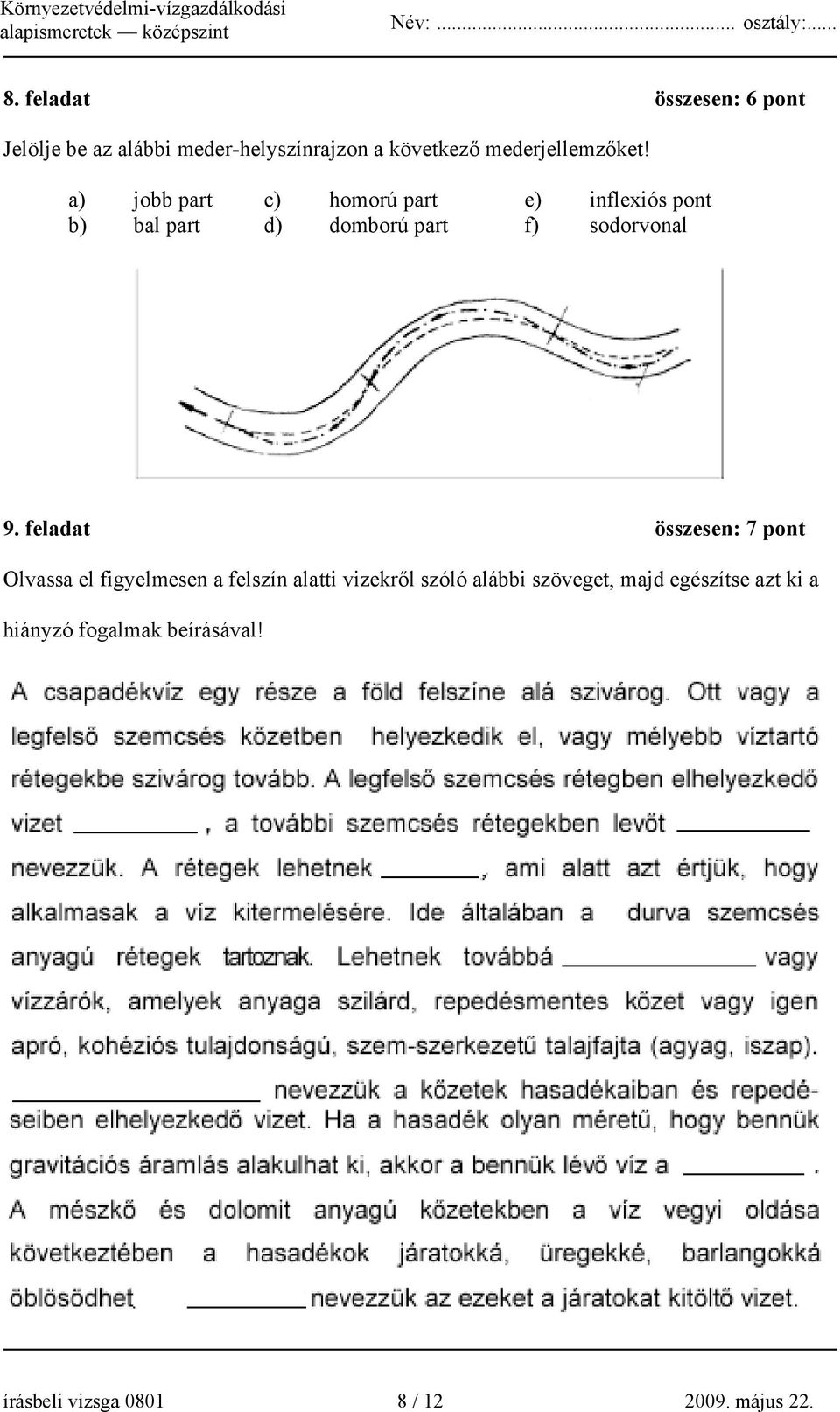 a) jobb part c) homorú part e) inflexiós pont b) bal part d) domború part f) sodorvonal 9.