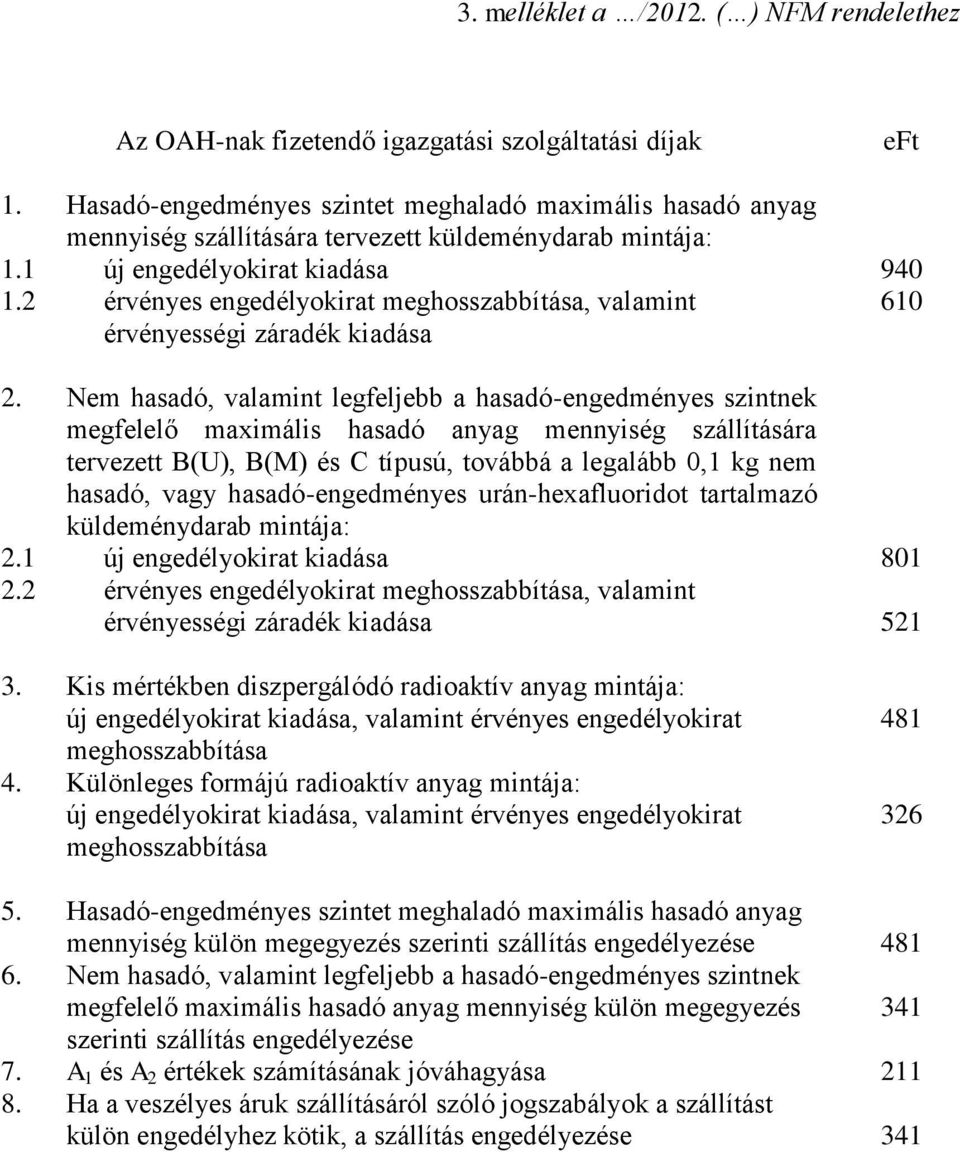 2 érvényes engedélyokirat meghosszabbítása, valamint érvényességi záradék kiadása 610 2.