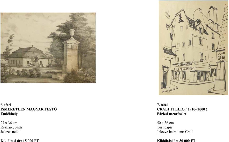 tétel CRALI TULLIO ( 1910-2000 ) Párizsi utcarészlet 50 x