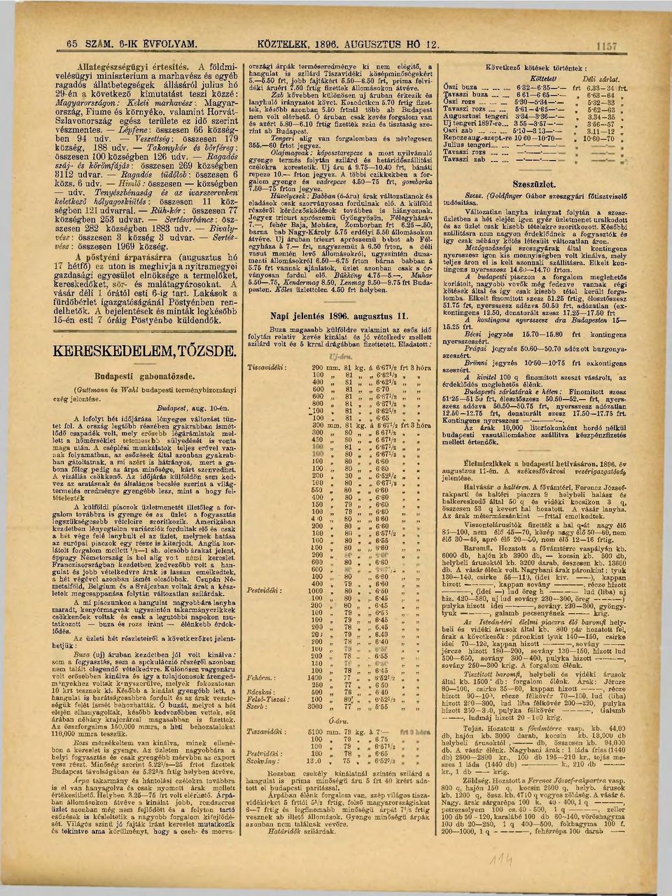 környéke, valamint Horvát- Szlavonország egész területe ez idő szerint vészmentes. Lépfene: összesen 66 községben 94 udv. Veszettség: összesen 179 község, 188 udv.