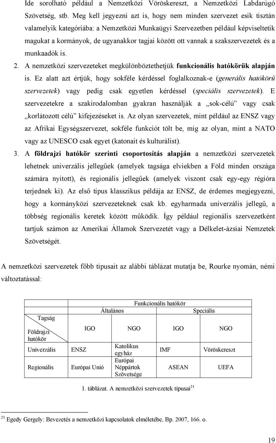 vannak a szakszervezetek és a munkaadók is. 2. A nemzetközi szervezeteket megkülönböztethetjük funkcionális hatókörük alapján is.