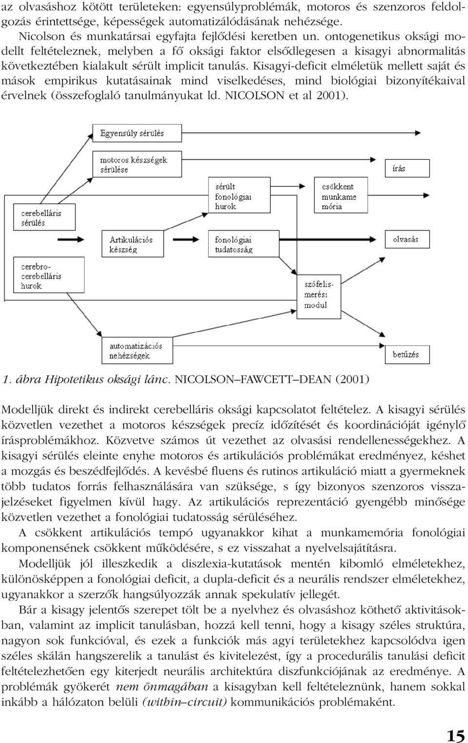 Kisagyi-deficit elméletük mellett saját és mások empirikus kutatásainak mind viselkedéses, mind biológiai bizonyítékaival érvelnek (összefoglaló tanulmányukat ld. NICOLSON et al 2001). - 1.