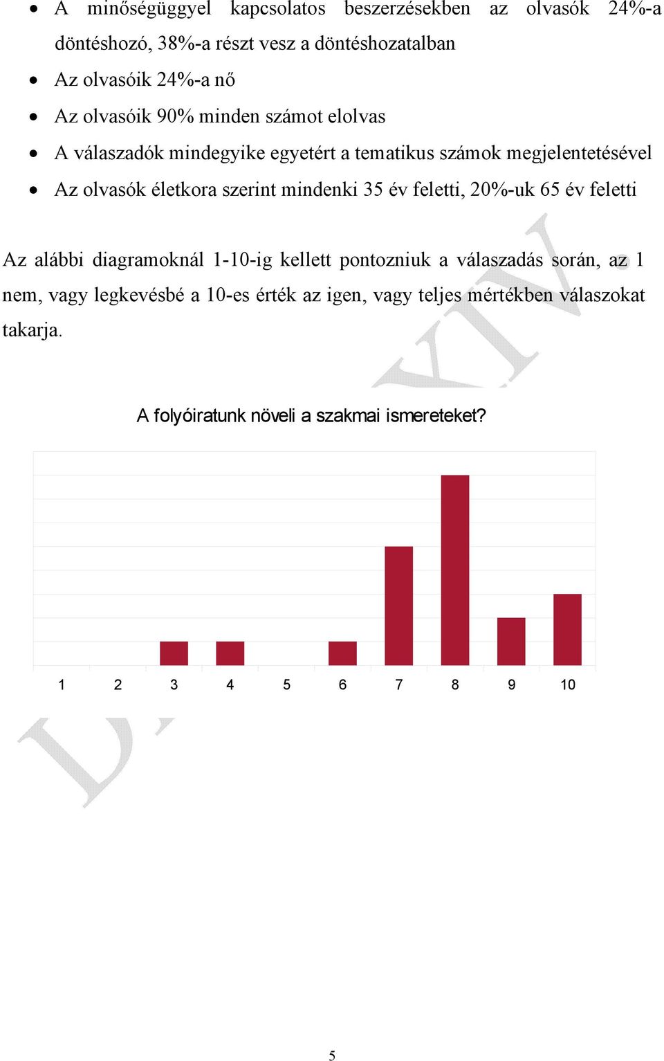 mindenki 35 év feletti, 20%-uk 65 év feletti Az alábbi diagramoknál 1-10-ig kellett pontozniuk a válaszadás során, az 1 nem, vagy