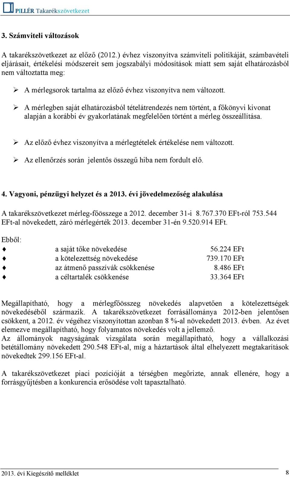 előző évhez viszonyítva nem változott. A mérlegben saját elhatározásból tételátrendezés nem történt, a főkönyvi kivonat alapján a korábbi év gyakorlatának megfelelően történt a mérleg összeállítása.