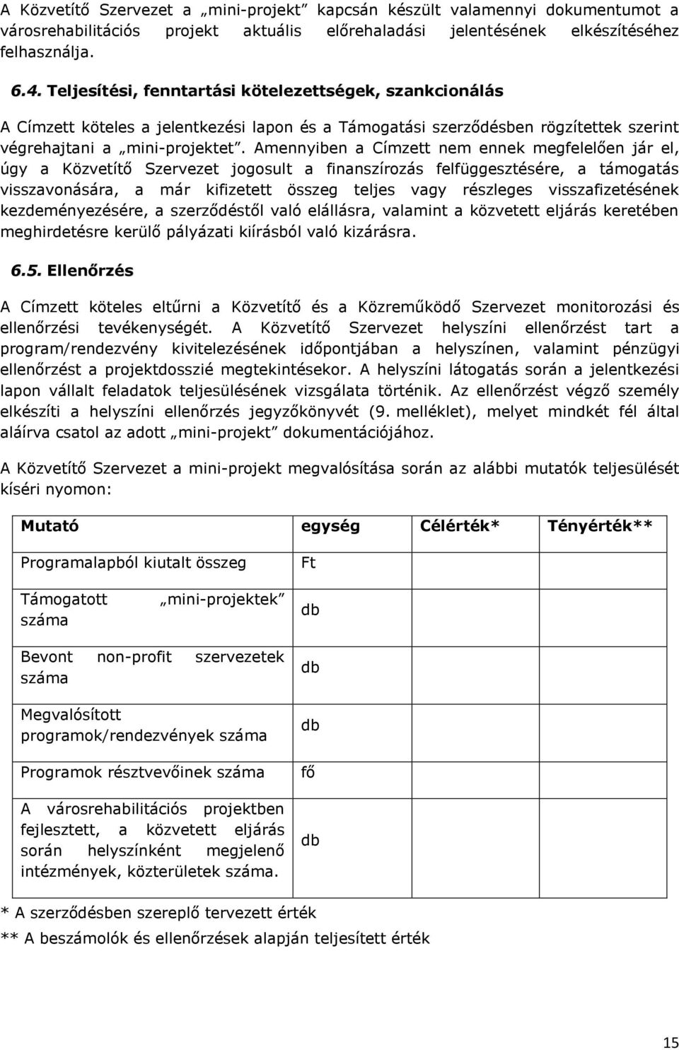 Amennyiben a Címzett nem ennek megfelelően jár el, úgy a Közvetítő Szervezet jogosult a finanszírozás felfüggesztésére, a támogatás visszavonására, a már kifizetett összeg teljes vagy részleges