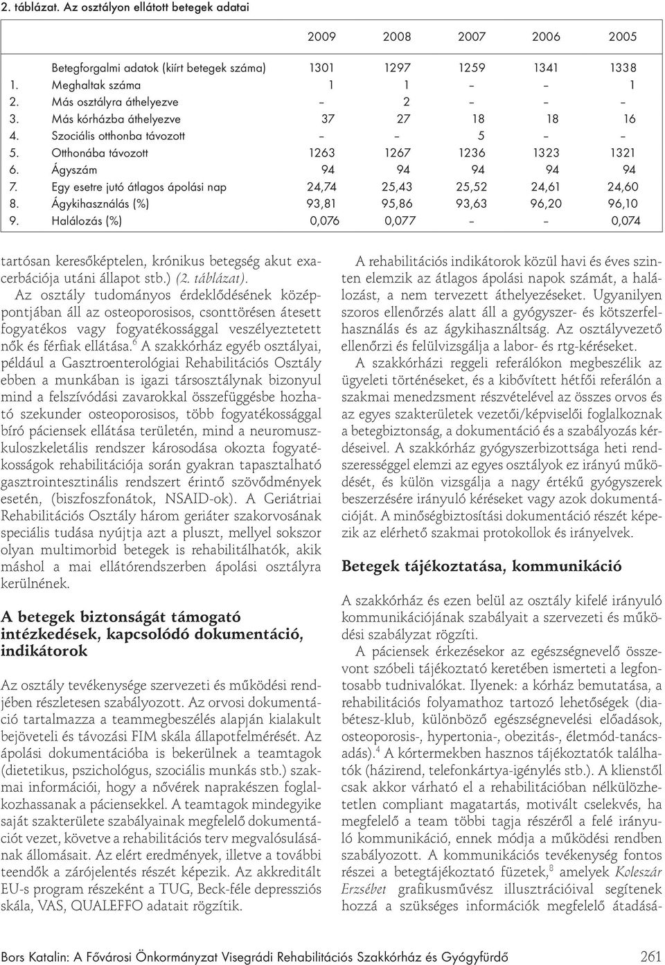 6 A szakkórház egyéb osztályai, például a Gasztroenterológiai Rehabilitációs Osztály ebben a munkában is igazi társosztálynak bizonyul mind a felszívódási zavarokkal összefüggésbe hozható szekunder