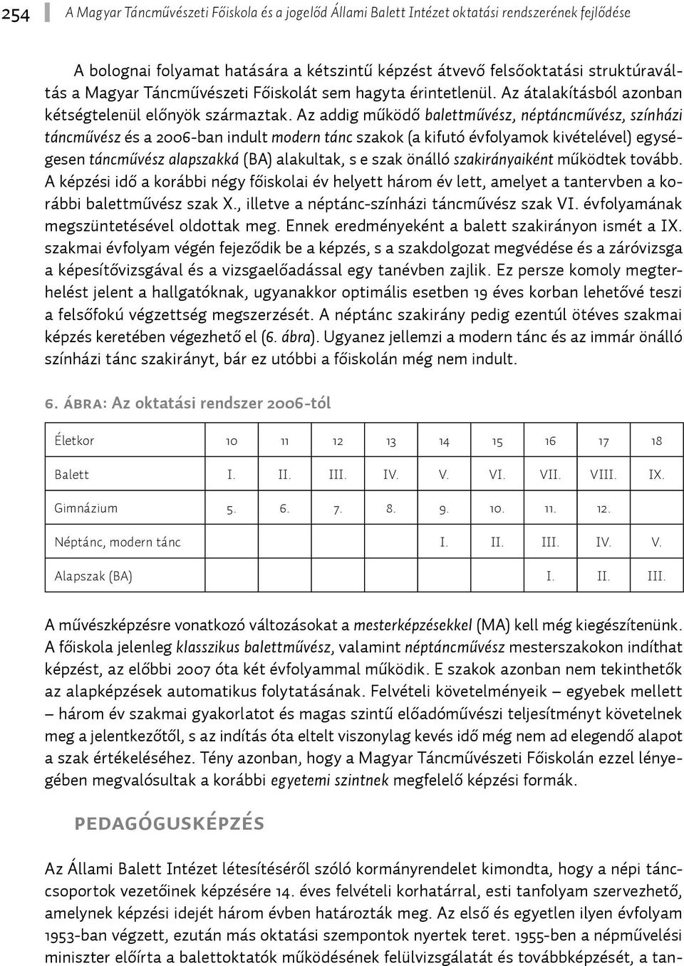 Az addig működő balettművész, néptáncművész, színházi táncművész és a 2006-ban indult modern tánc szakok (a kifutó évfolyamok kivételével) egységesen táncművész alapszakká (BA) alakultak, s e szak