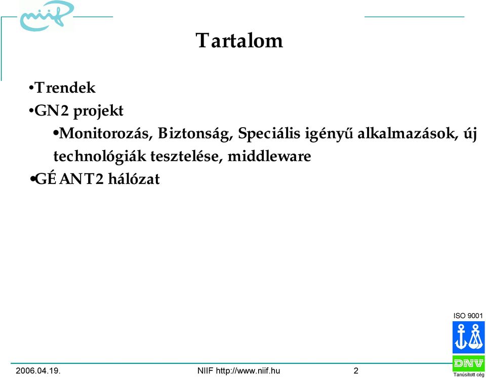 új technológiák tesztelése, middleware