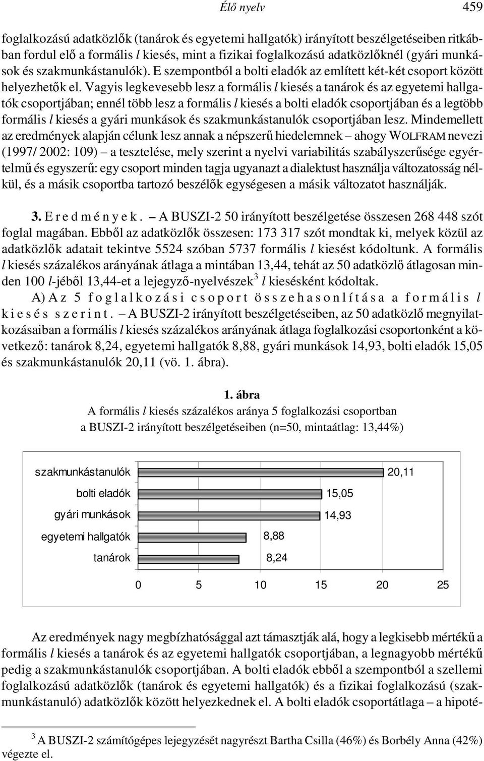 Vagyis legkevesebb lesz a formális l kiesés a tanárok és az egyetemi hallgatók csoportjában; ennél több lesz a formális l kiesés a bolti eladók csoportjában és a legtöbb formális l kiesés a gyári