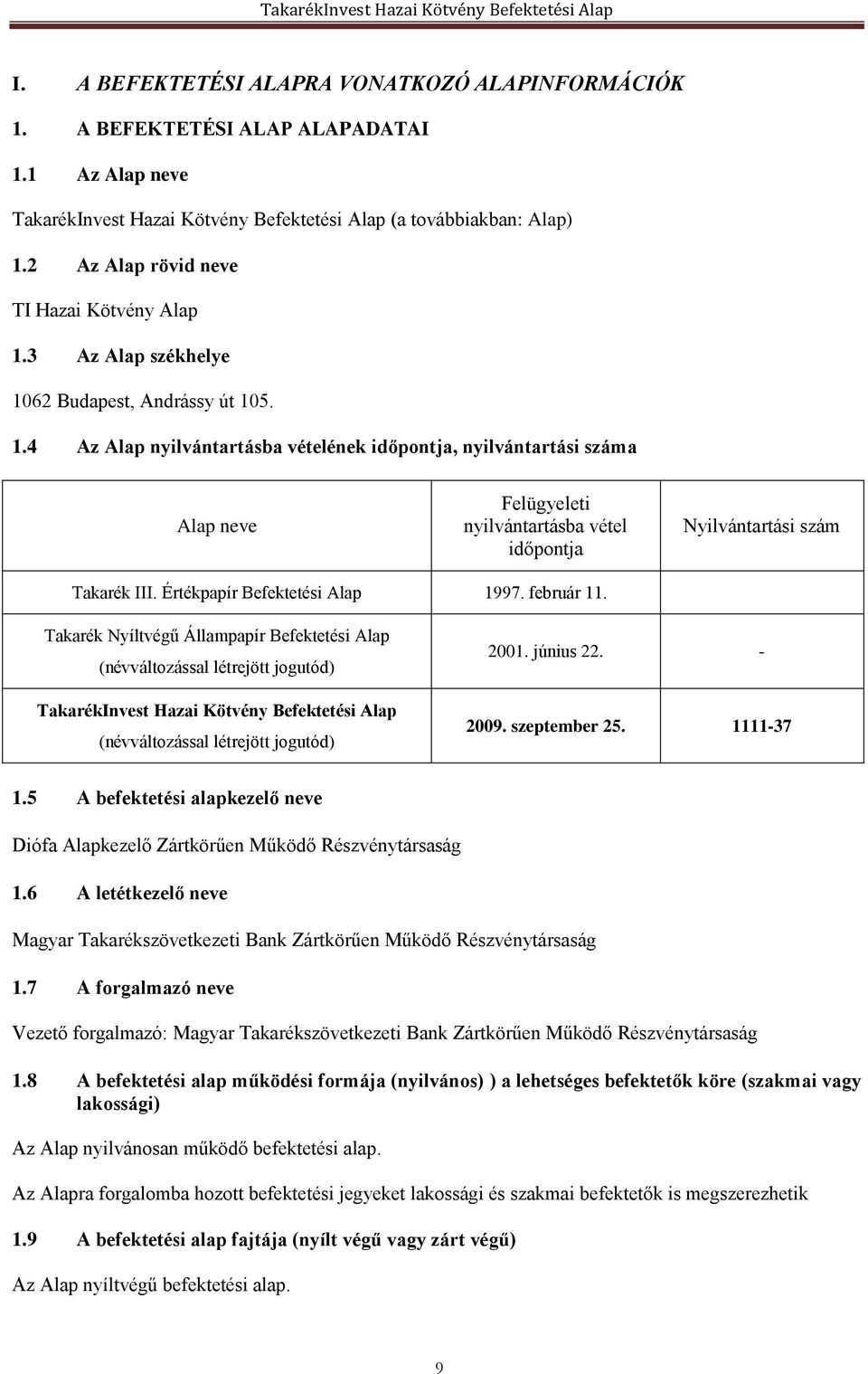 Értékpapír Befektetési Alap 1997. február 11.