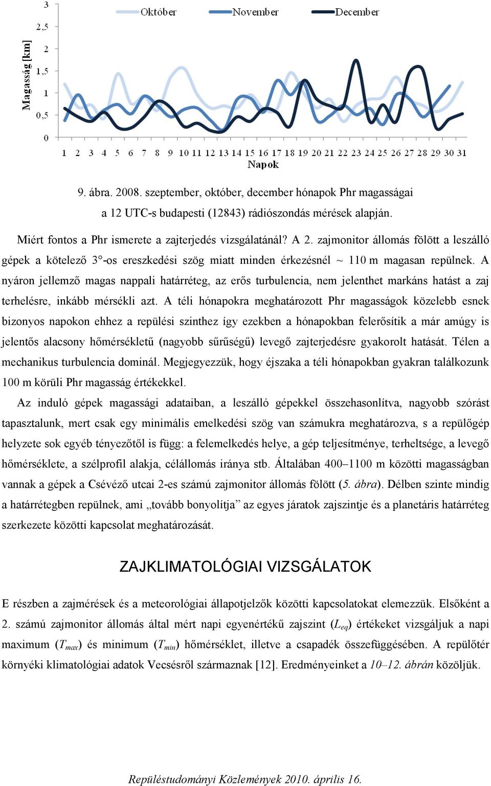 A nyáron jellemző magas nappali határréteg, az erős turbulencia, nem jelenthet markáns hatást a zaj terhelésre, inkább mérsékli azt.