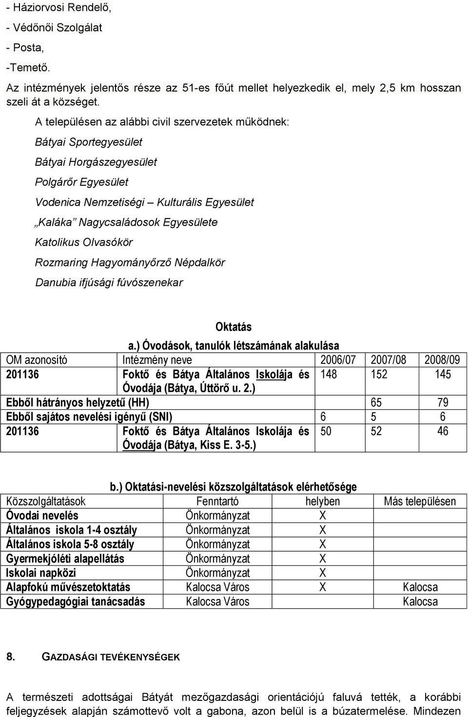 Katolikus Olvasókör Rozmaring Hagyományőrző Népdalkör Danubia ifjúsági fúvószenekar Oktatás a.