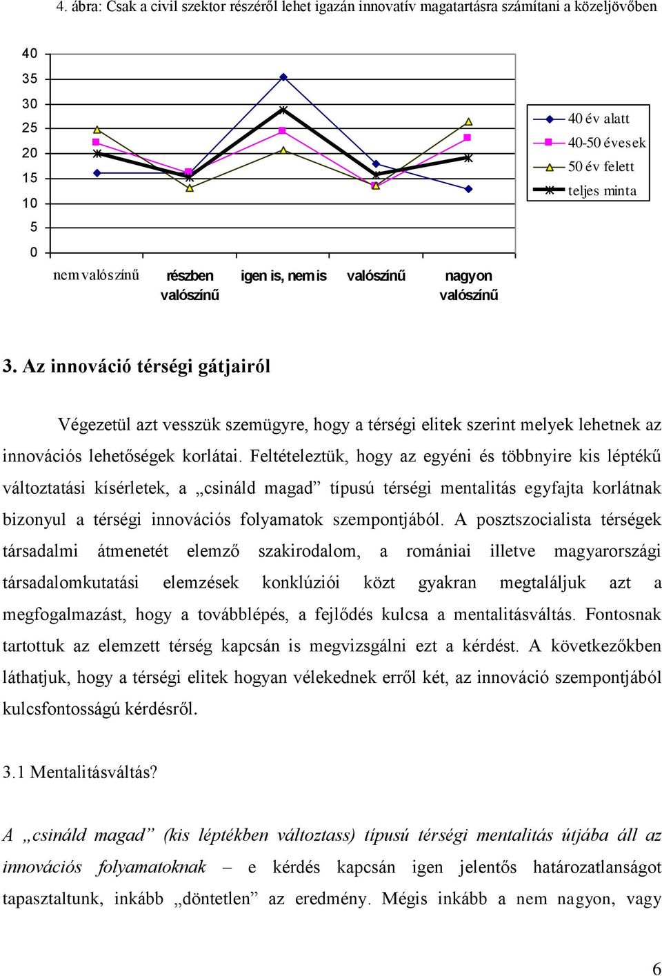 Feltételeztük, hogy az egyéni és többnyire kis léptékű változtatási kísérletek, a csináld magad típusú térségi mentalitás egyfajta korlátnak bizonyul a térségi innovációs folyamatok szempontjából.