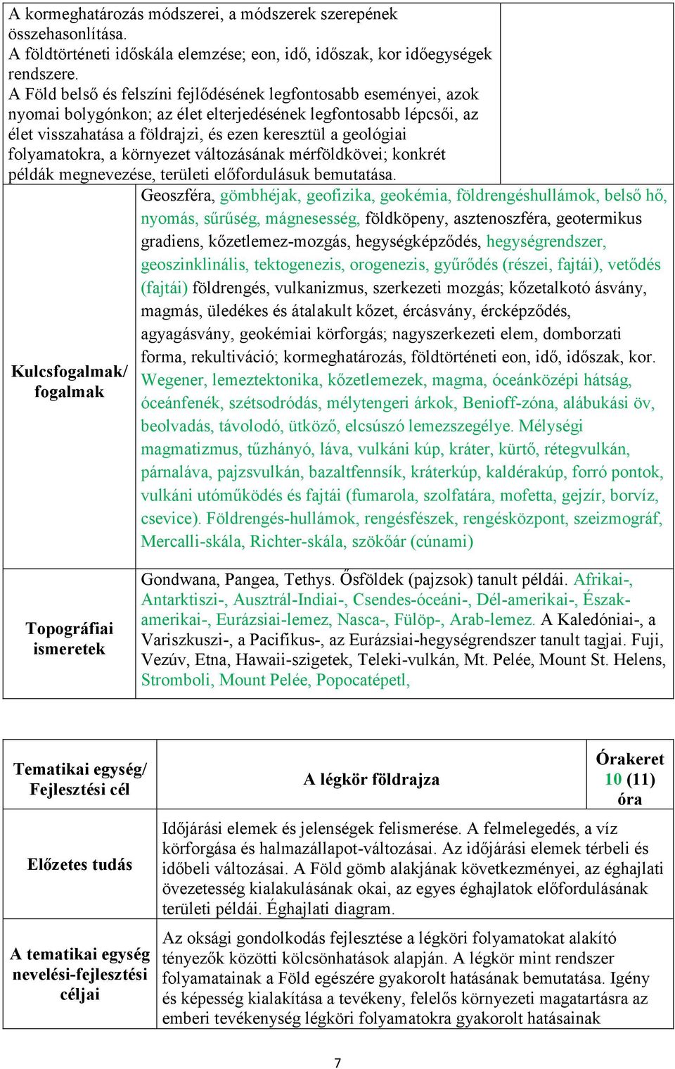 folyamatokra, a környezet változásának mérföldkövei; konkrét példák megnevezése, területi előfordulásuk bemutatása.