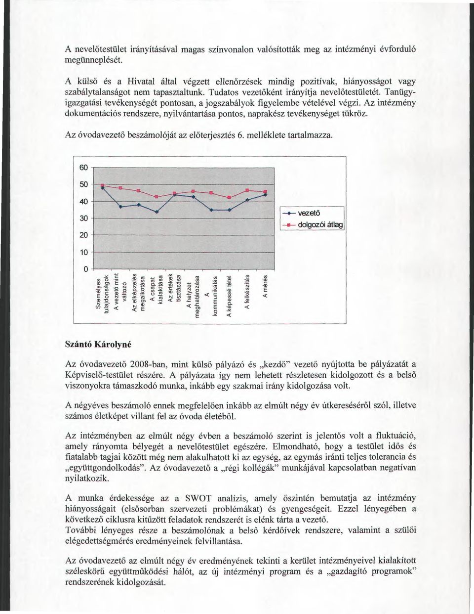 Az intézmény dkumentációs rendszere, nyivántartása pnts, naprakész tevékenységet tükröz. Az óvdavezető beszámóját az eőterjesztés 6. meékete tartamazza. 60.-----------------------------------.