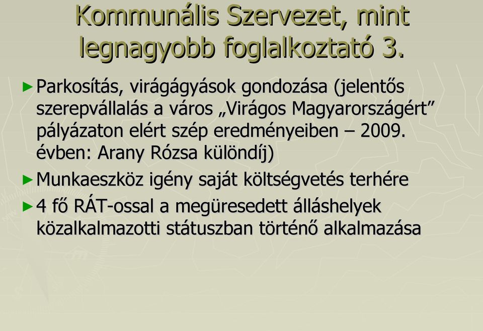 Magyarországért pályázaton elért szép eredményeiben 2009.