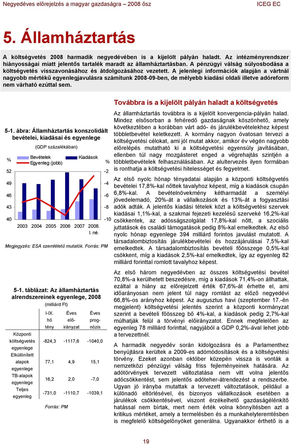 A jelenlegi információk alapján a vártnál nagyobb mértékű egyenlegjavulásra számítunk 28-9-ben, de mélyebb kiadási oldali illetve adóreform nem várható ezúttal sem. 5-1.