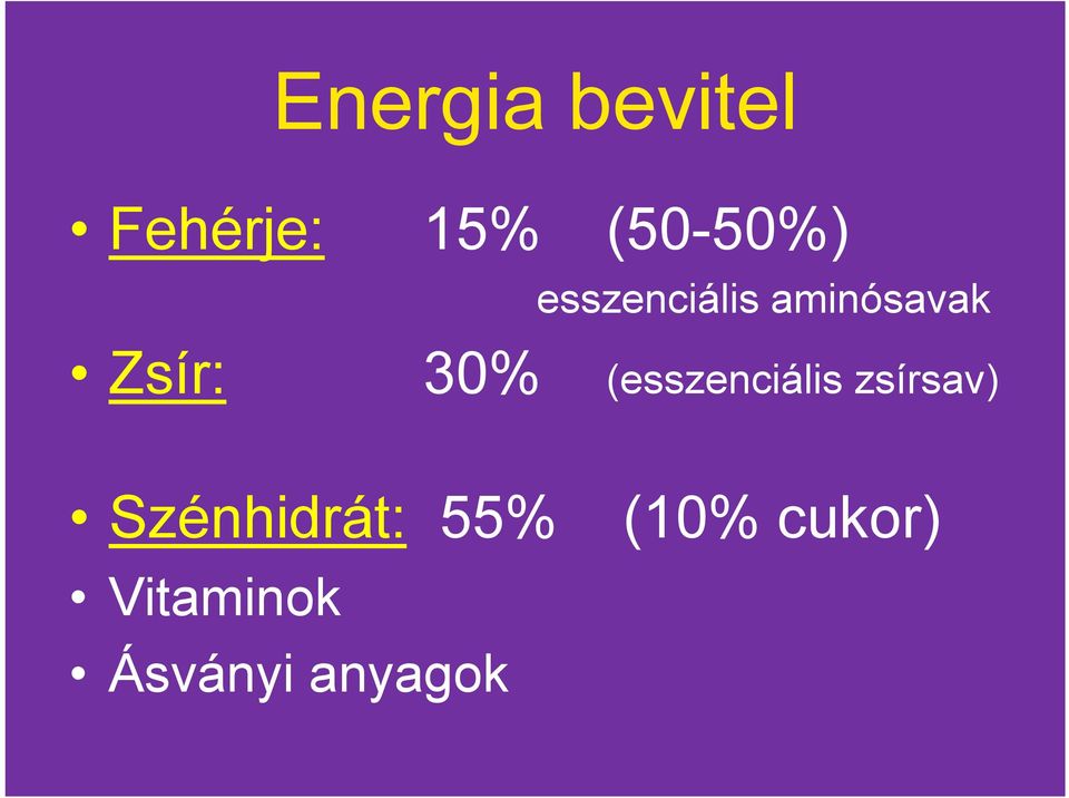 Zsír: 30% (esszenciális zsírsav)