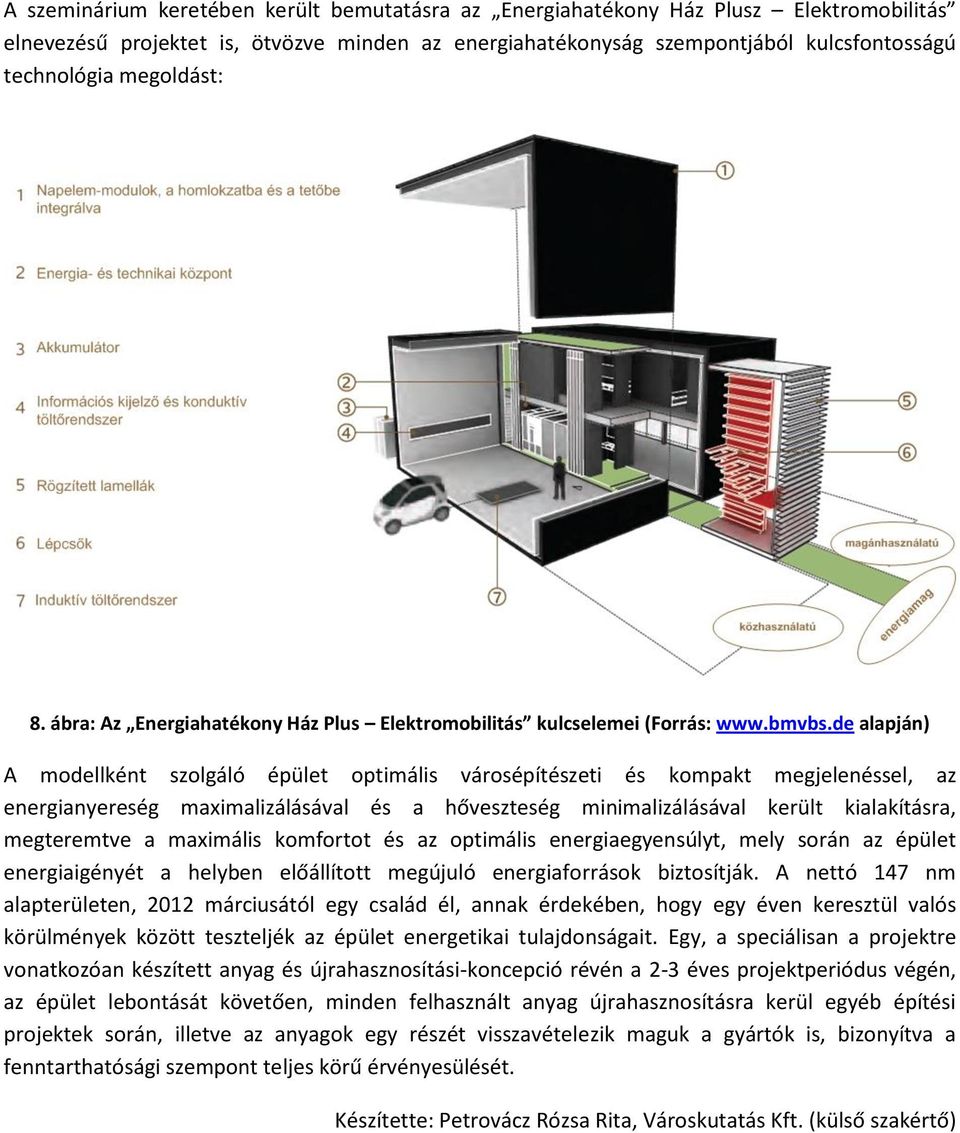 de alapján) A modellként szolgáló épület optimális városépítészeti és kompakt megjelenéssel, az energianyereség maximalizálásával és a hőveszteség minimalizálásával került kialakításra, megteremtve a