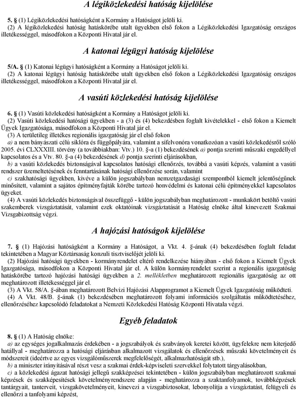 A katonai légügyi hatóság kijelölése 5/A. (1) Katonai légügyi hatóságként a Kormány a Hatóságot jelöli ki.